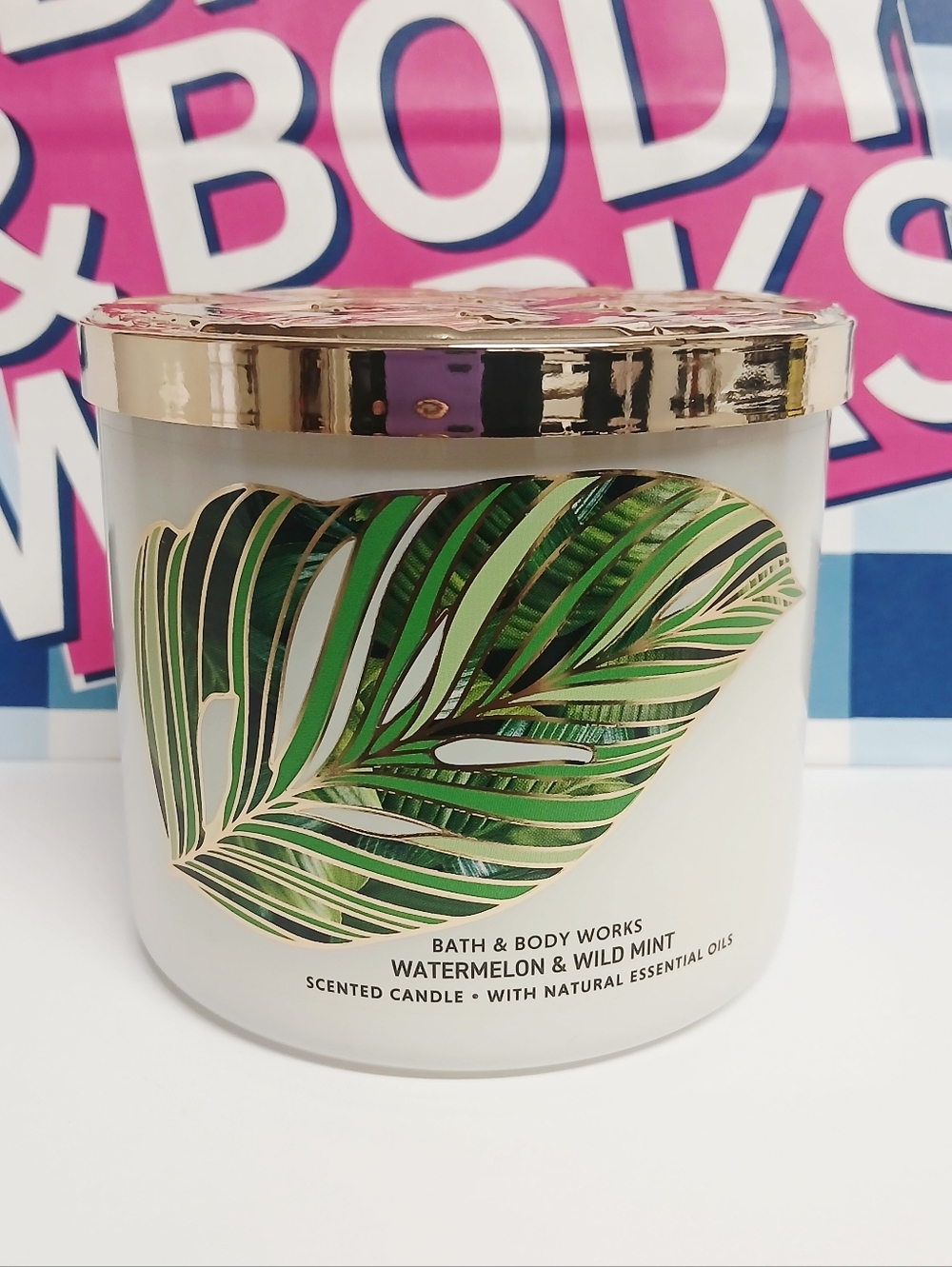 Bath and Body Works Watermelon & Wild Mint 3 Wick Candle